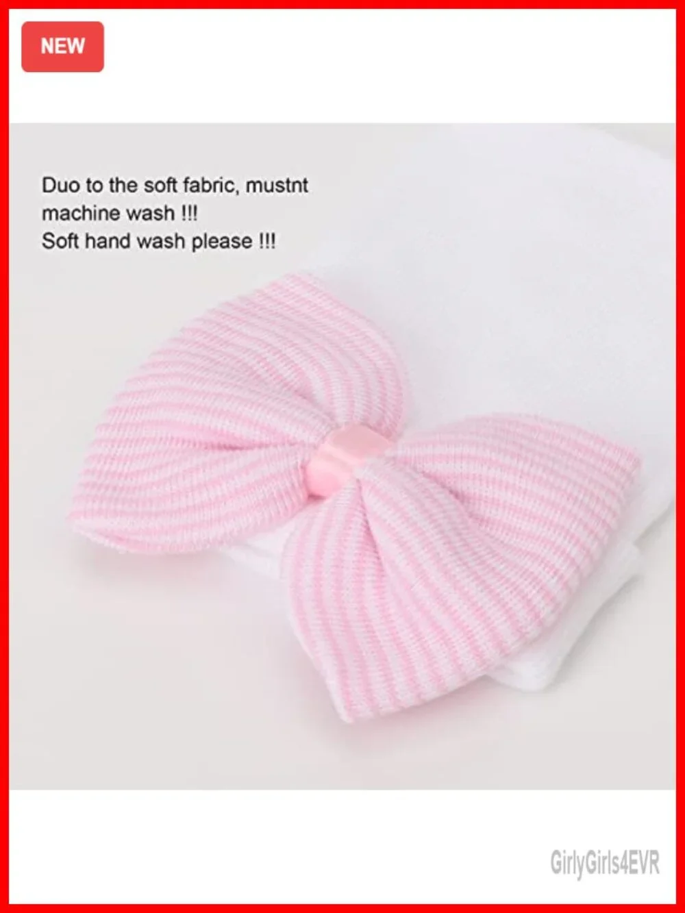 Newborn Hospital Hat with Bow Cotton Infant Beanie & Mittens 0-3 Months